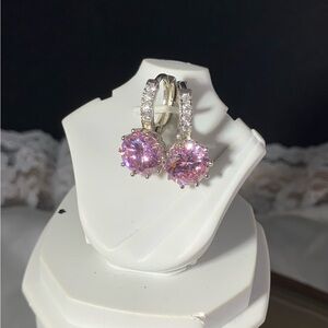 Sterling Silver Pink Topaz CZ Earrings